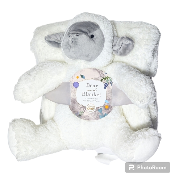 Cuddly Sheep Blanket Set - White and Gray - Picture 1 of 1